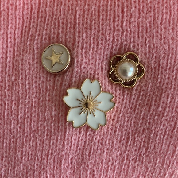 Woman’s Pink Skull Cap with Decorative Pins - Picture 2 of 2